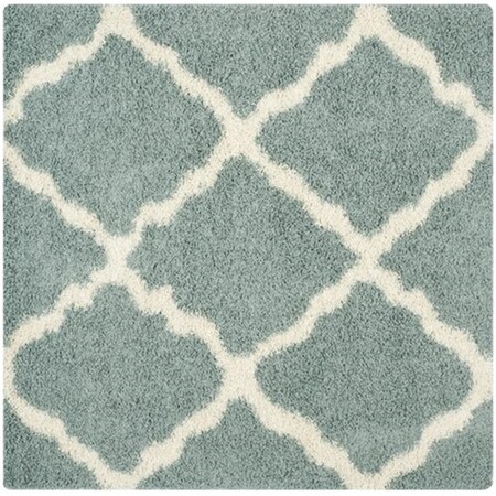 Safavieh Dallas Shag Power Loomed Square Rug- Light Blue - Ivory- 6 x 6 ft. SGD257C-6SQ